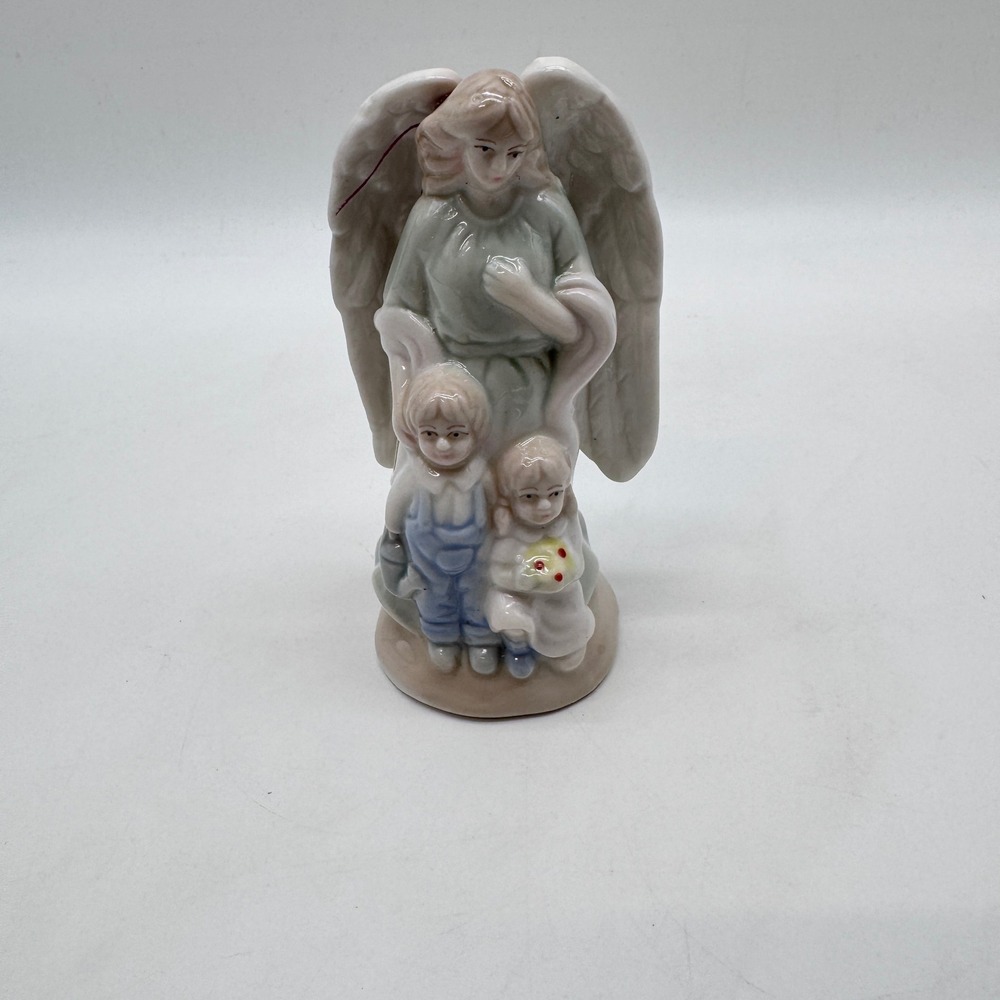 Vntge Greenbrier International Figurine Guardian Angel Children Porcelain Statue